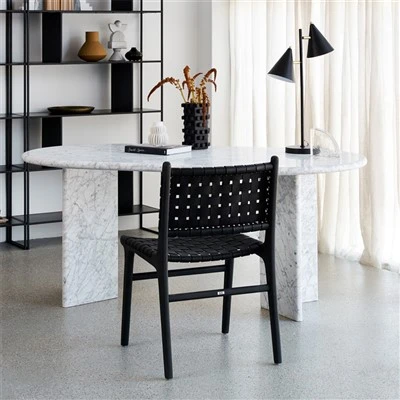 Italian Carrara White Modern Marble Dining Table Oval Shape