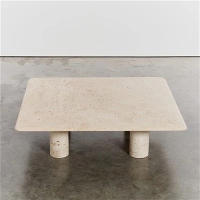Travertine Dining Table Square Table Top Round Column Stand