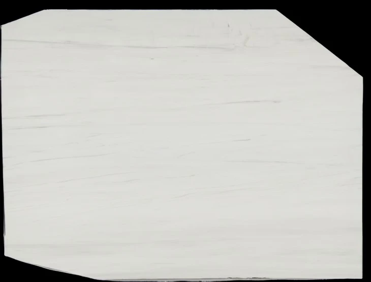 Current Bianco Dolomite Marble slab image submitted for client approval, showing a white background with soft linear gray movement.