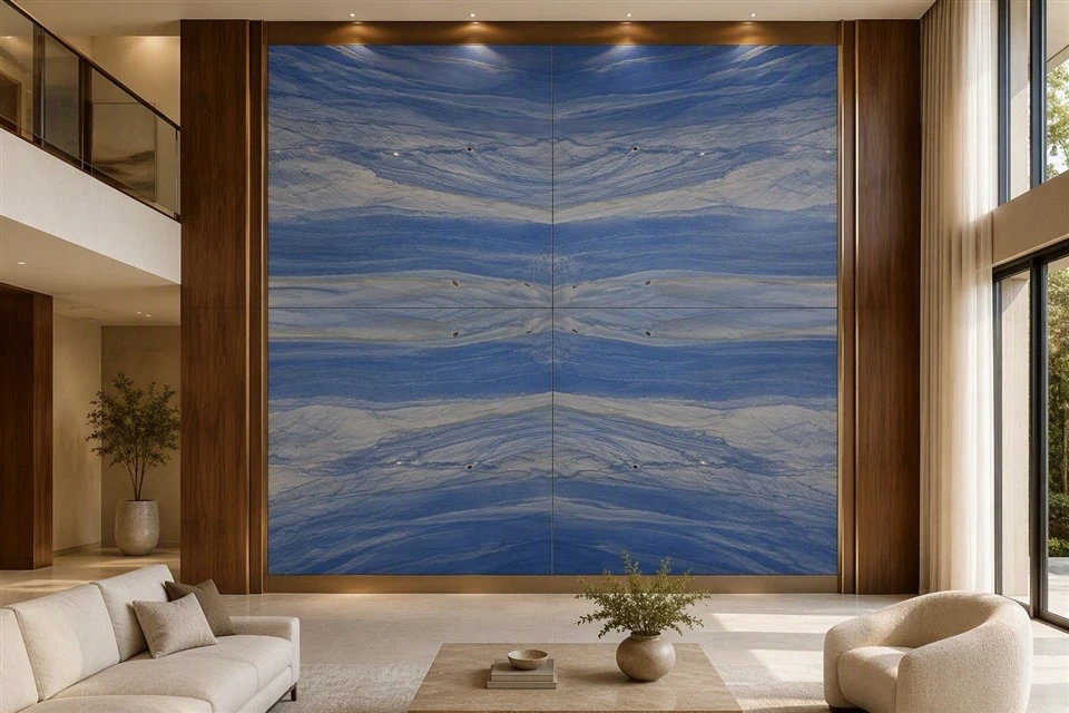 azul-macaubas-quartzite-four-way-bookmatch-wall