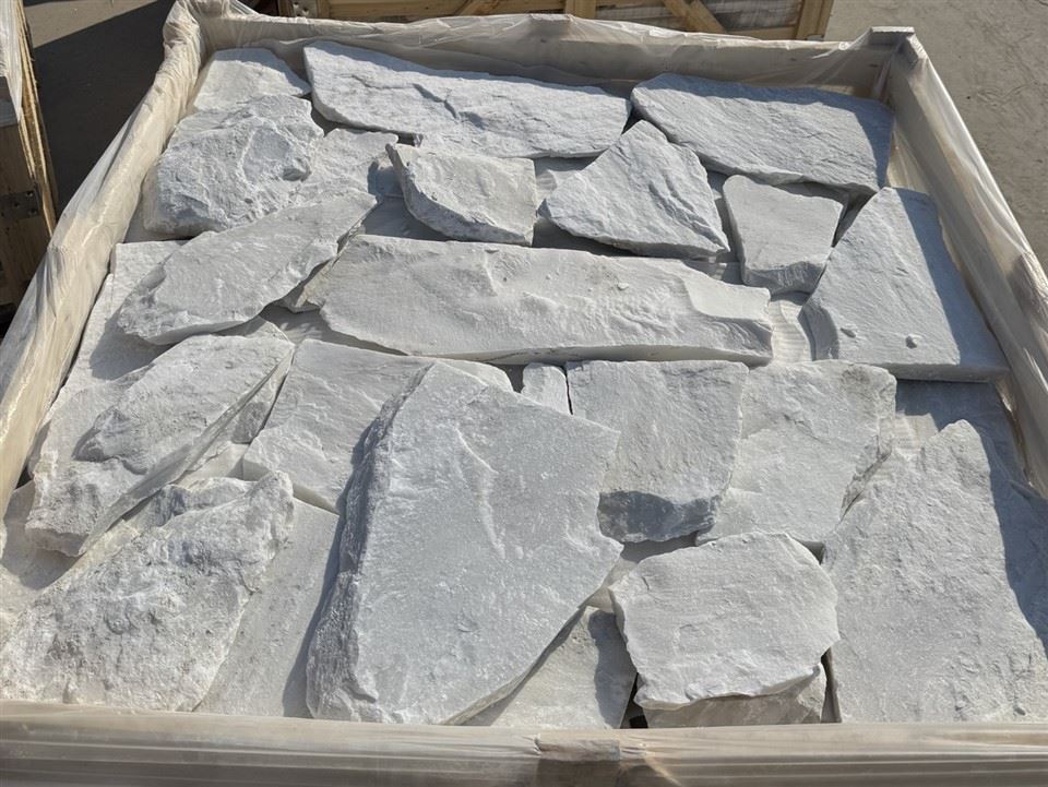 Natural White Quartzite Loose Random Stone Wall Cladding And Corners