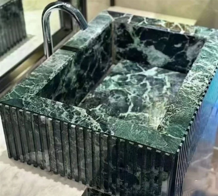 Verde Mare Pradas Green Marble Bathroom wash basin