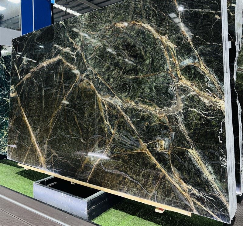 rainforest green marble polished slab