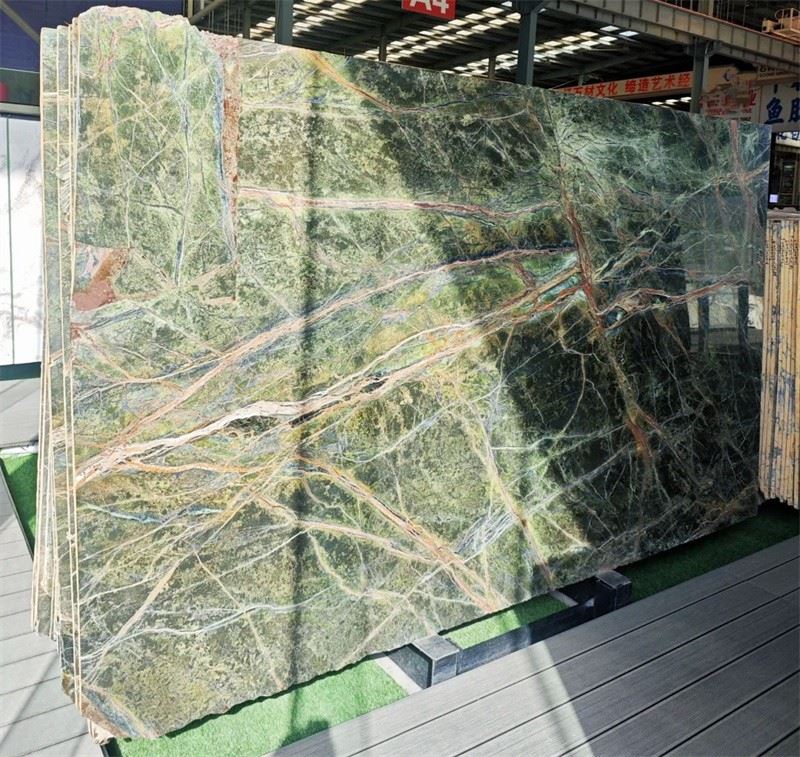 rainforest green marble slabs