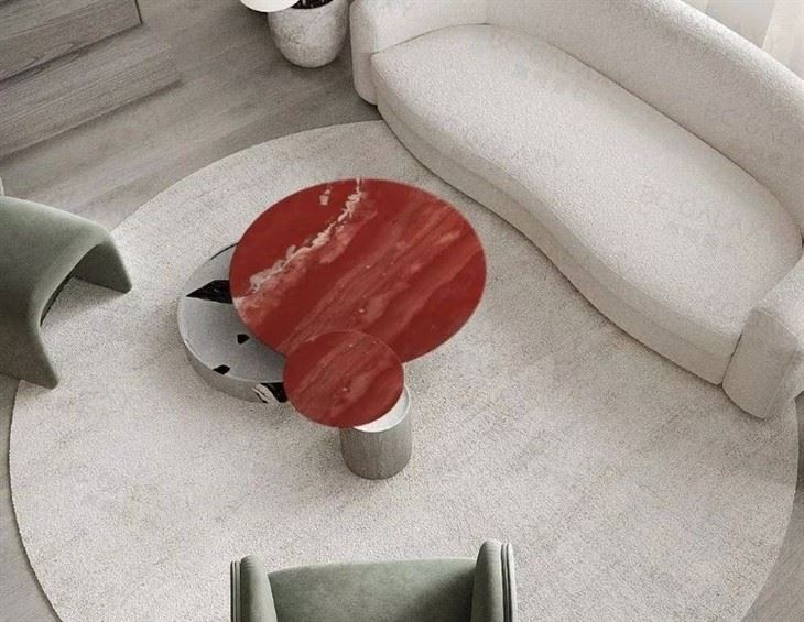 Rosso Laguna Aegean Bordeaux Red Marble coffee table