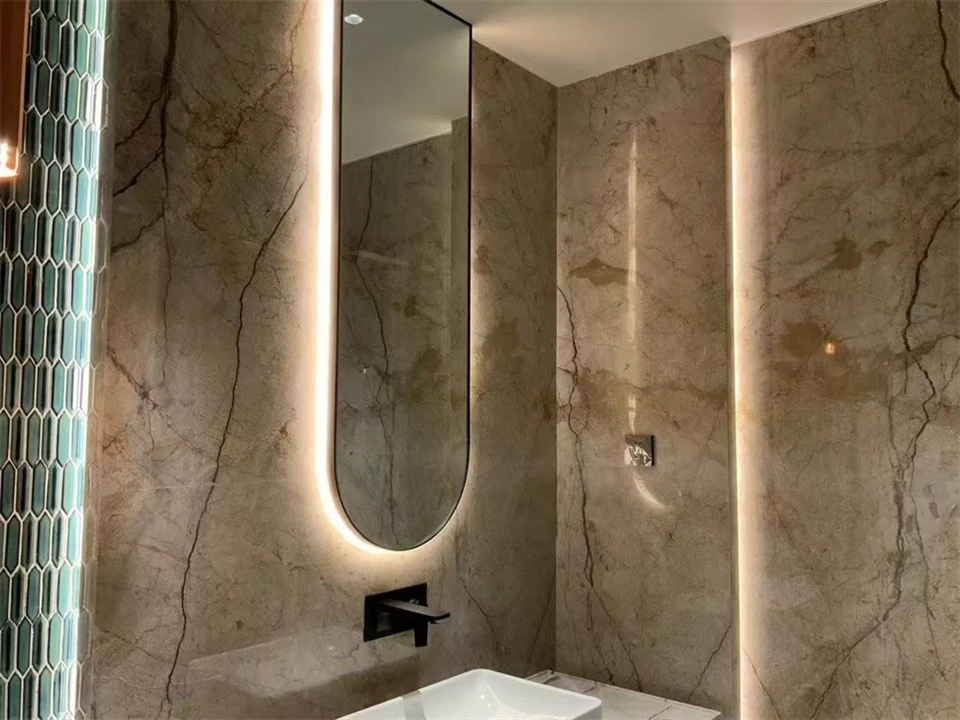 silver roots marble bathroom