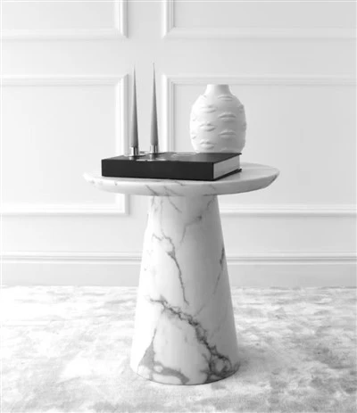 Arabescato White Marble Side Table