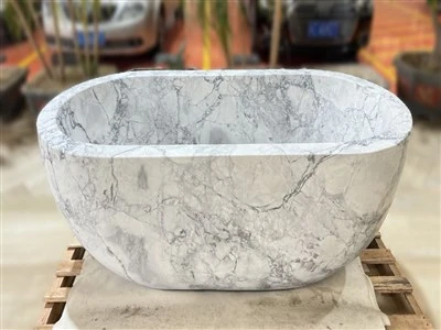 Carrara White Oval Marble Bathtub