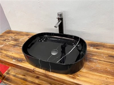 Nero Marquina Black Marble Washbasin