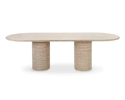Oval Travertine Dining Table