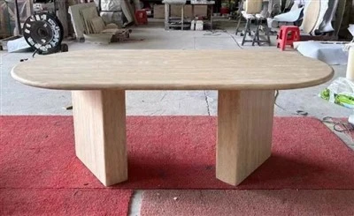 Oval Travertine Table