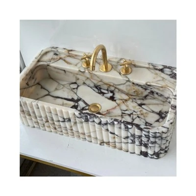 Ribbed Calacatta Volia Marble Sink