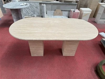 Travertine Oval Dining Table