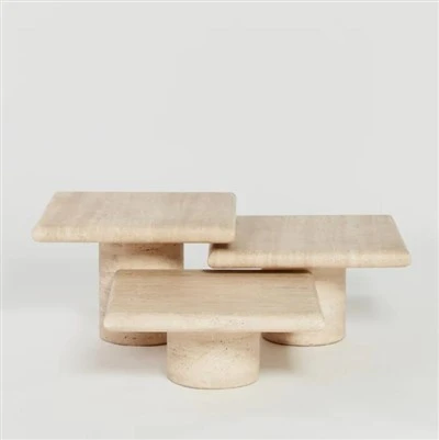 Trio Travertine Nesting Table