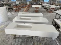 White Acrylic Countertop With Integrated Sink