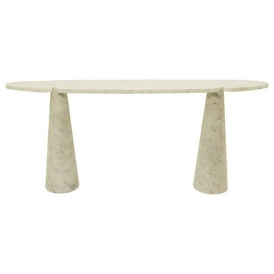 White Oval Console Marble Coffee Table