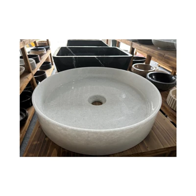 White Round Marble Wash Basin